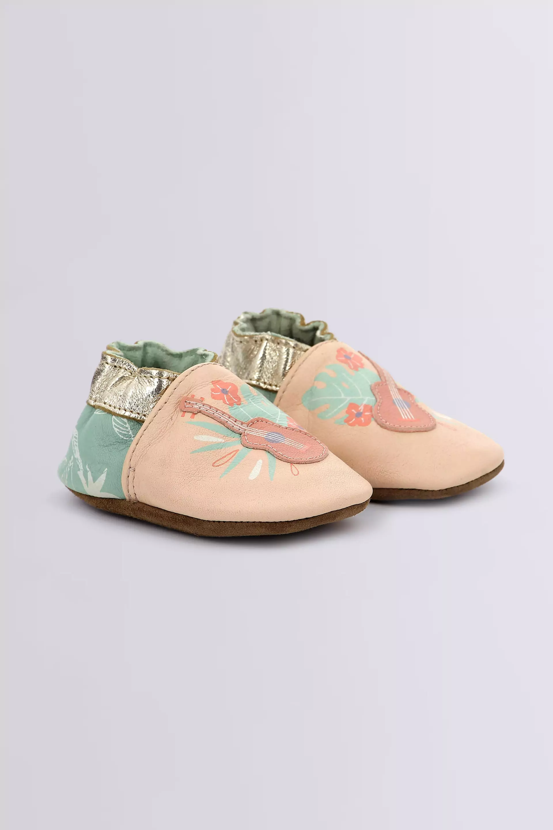 Eyes On You - Chaussons souples rose clair et vert pour fille - Robeez ©