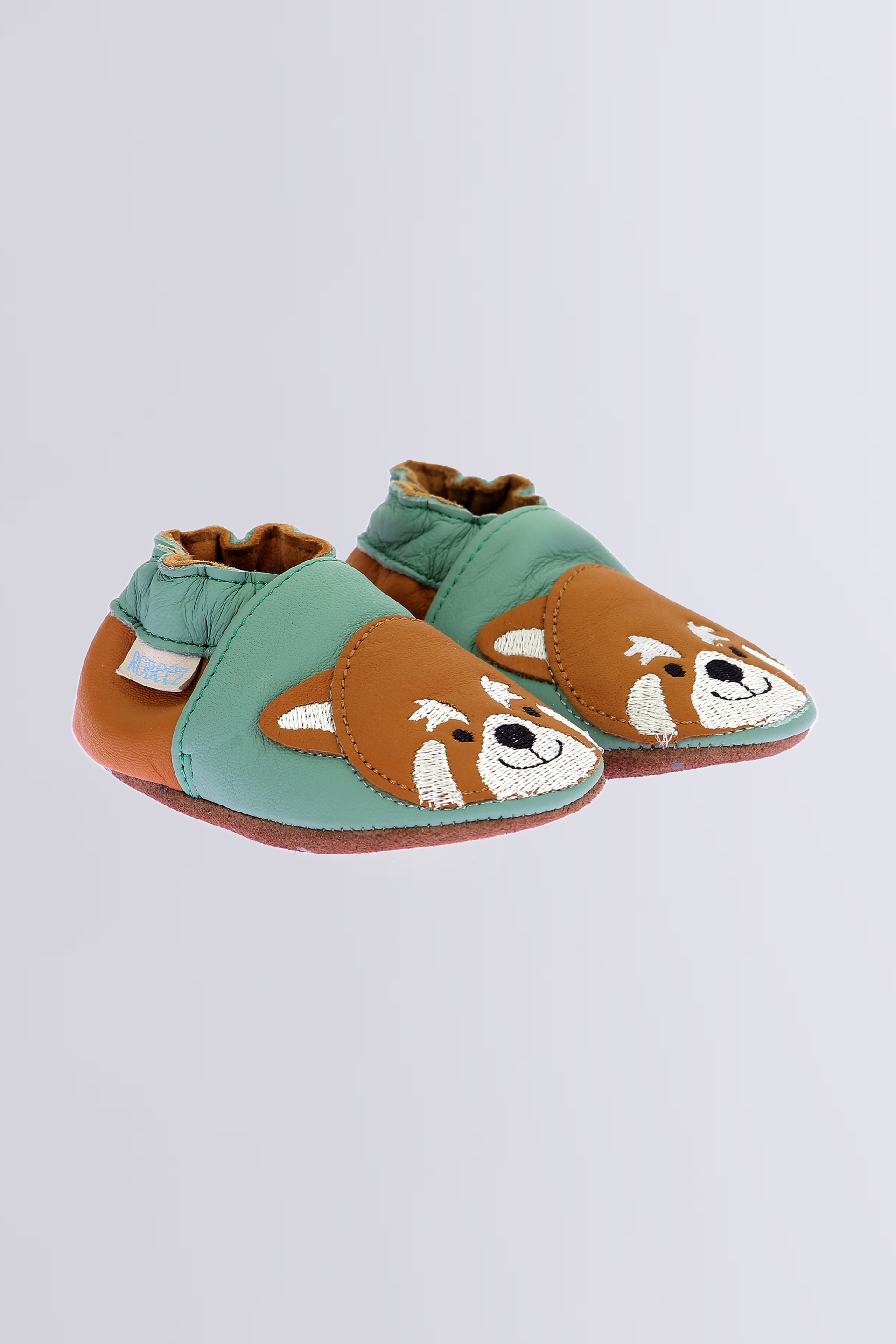 Gingerbear - Chaussons souples vert et camel pour garçon - Robeez © Site Officiel