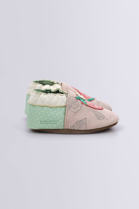 Fruit's Party - Zapatillas flexibles rosa claro y verde claro para bebé niña - Robeez © Fruit's Party - Zapatillas flexibles rosa claro y verde claro para bebé niña - Robeez ©