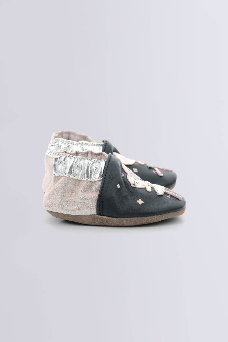 Dancing Mouse - Zapatillas flexibles azul marino y rosa para bebé niña - Robeez © Dancing Mouse - Zapatillas flexibles azul marino y rosa para bebé niña - Robeez ©