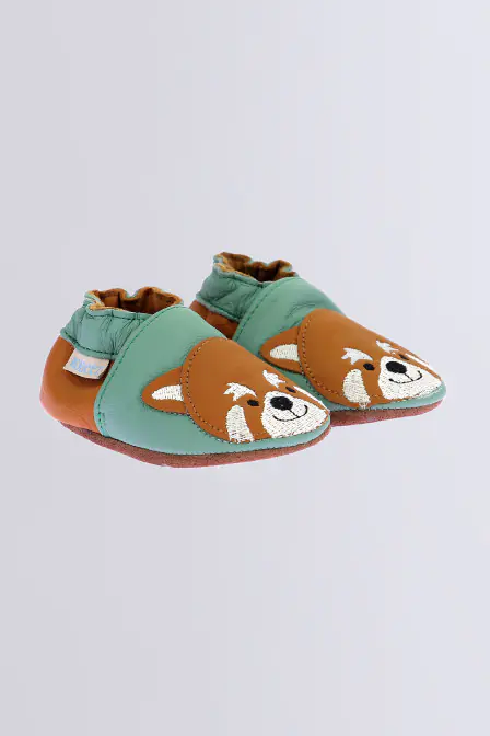 Gingerbear - Chaussons souples vert et camel pour garçon - Robeez © Site Officiel