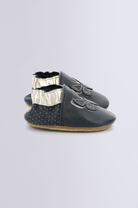 Fly in the wind - navy soft sole slippers for girls - Robeez © Fly in the wind - navy soft sole slippers for girls - Robeez ©