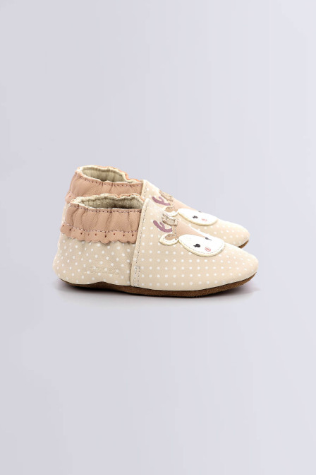 Fancy Snow - Light beige soft sole slippers for girl - Robeez © Fancy Snow - Light beige soft sole slippers for girl - Robeez ©