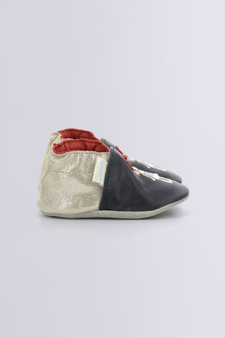 Pirate Heart - navy and gold soft sole slippers for girls - Robeez © Pirate Heart - navy and gold soft sole slippers for girls - Robeez ©