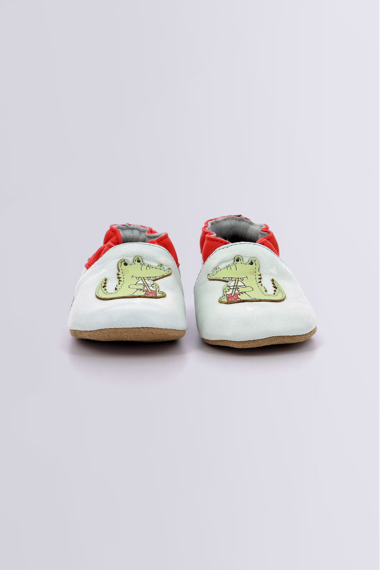 Relax Croco weiche Krabbelschuhe in hellblau fur Junge Robeez