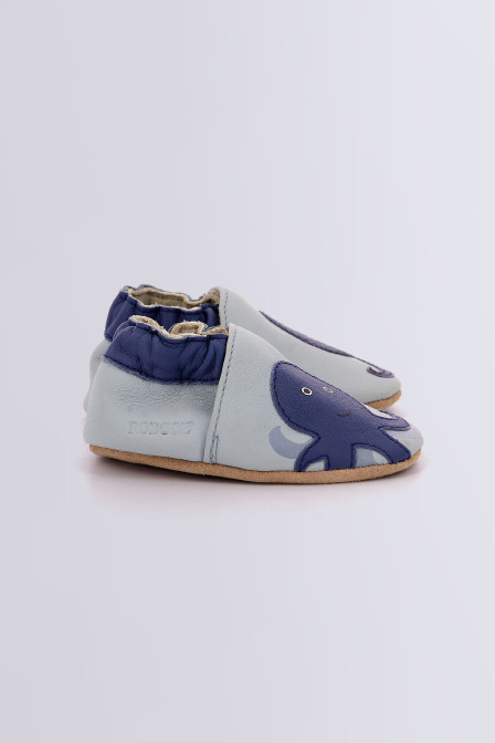 Weird Octopus - Blue soft sole slippers for boy - Robeez © Official website Weird Octopus - Blue soft sole slippers for boy - Robeez © Official website