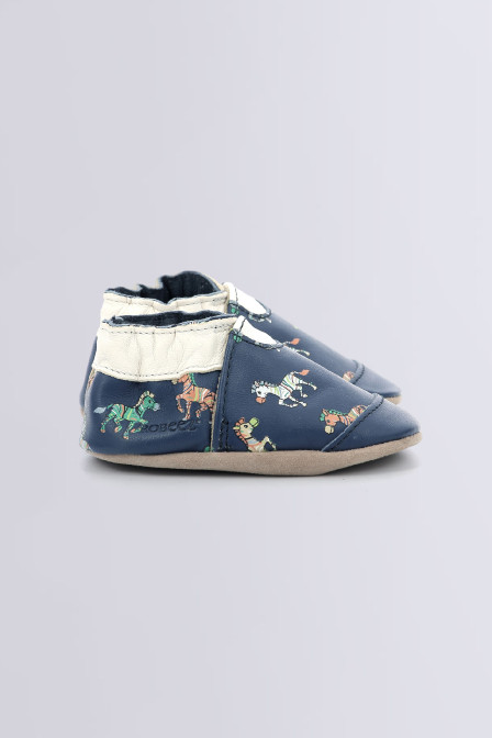 Crazy Zebra - Blue soft sole slippers for boy - Robeez © Official website Crazy Zebra - Blue soft sole slippers for boy - Robeez © Official website