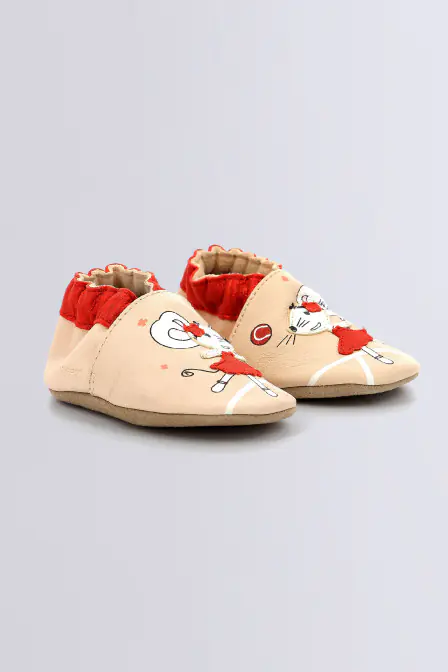 Tennis Mouse - Chaussons souples rose clair et rouge pour fille - Robeez © Site Officiel